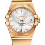 Omega Gents Constellation Chronometer Watch – 38 mm Brushed Yellow Gold Case – Silver Dial – 123.50.38.21.02.002