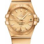 Omega Gents Constellation Chronometer Watch – 38 mm Brushed Yellow Gold Case – Champagne Dial – 123.50.38.21.08.001