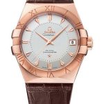 Omega Constellation Co-Axial Segna Gold Limited Edition of 1952 Watch – 38 mm Polished Sedna Gold Case – Brushed Sedna Gold Bezel – Silver Dial – Brown Leather Strap – 123.53.38.21.02.001
