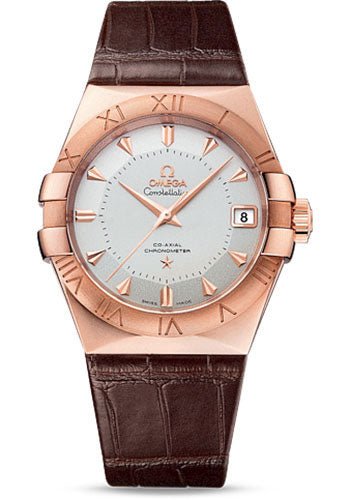 Omega Constellation Co-Axial Segna Gold Limited Edition of 1952 Watch – 38 mm Polished Sedna Gold Case – Brushed Sedna Gold Bezel – Silver Dial – Brown Leather Strap – 123.53.38.21.02.001
