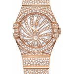Omega Ladies Constellation Luxury Edition Watch – 24 mm Red Gold Case – Snow-Set Diamond Bezel – Mother-Of-Pearl Diamond Dial – 123.55.24.60.55.009
