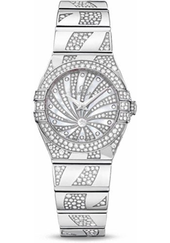 Omega Ladies Constellation Luxury Edition Watch – 24 mm White Gold Case – Snow-Set Diamond Bezel – Mother-Of-Pearl Diamond Dial – 123.55.24.60.55.012