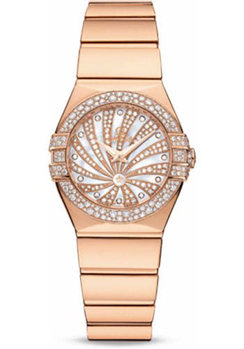 Omega Ladies Constellation Luxury Edition Watch – 24 mm Red Gold Case – Snow-Set Diamond Bezel – Mother-Of-Pearl Diamond Dial – 123.55.24.60.55.013
