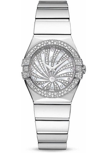 Omega Ladies Constellation Luxury Edition Watch – 24 mm White Gold Case – Snow-Set Diamond Bezel – Mother-Of-Pearl Diamond Dial – 123.55.24.60.55.014