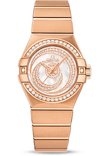 Omega Ladies Constellation Luxury Edition Watch – 27 mm Red Gold Case – Diamond Bezel – Mother-Of-Pearl Diamond Dial – 123.55.27.20.55.005
