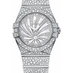 Omega Ladies Constellation Luxury Edition Watch – 27 mm White Gold Case – Snow-Set Diamond Bezel – Mother-Of-Pearl Diamond Dial – 123.55.27.60.55.010