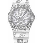 Omega Ladies Constellation Luxury Edition Watch – 27 mm White Gold Case – Snow-Set Diamond Bezel – Mother-Of-Pearl Diamond Dial – 123.55.27.60.55.012