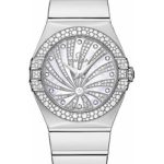 Omega Ladies Constellation Luxury Edition Watch – 27 mm White Gold Case – Snow-Set Diamond Bezel – Mother-Of-Pearl Diamond Dial – 123.55.27.60.55.014