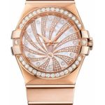 Omega Ladies Constellation Luxury Edition Watch – 35 mm Brushed Red Gold Case – Diamond Bezel – Mother-Of-Pearl Diamond Dial – 123.55.35.20.55.002