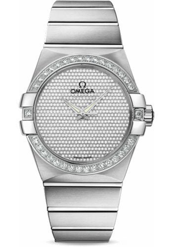 Omega Gents Constellation Jewellery Watch – 38 mm Brushed White Gold Case – Diamond Bezel – Diamond Paved Dial – 123.55.38.20.99.001