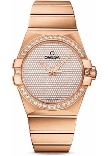 Omega Gents Constellation Jewellery Watch – 38 mm Brushed Red Gold Case – Diamond Bezel – Diamond Paved Dial – 123.55.38.20.99.004
