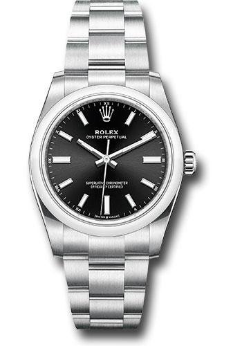 Rolex Oyster Perpetual 34 Watch – Domed Bezel – Black Index Dial – Oyster Bracelet – 2020 Release – 124200