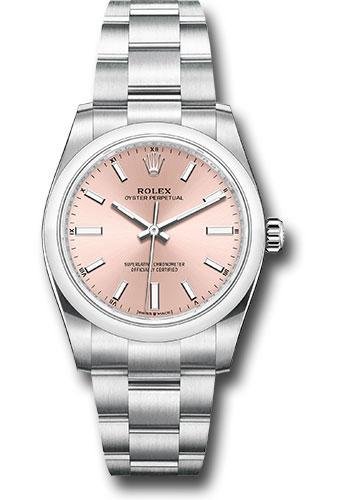 Rolex Oyster Perpetual 34 Watch – Domed Bezel – Pink Index Dial – Oyster Bracelet – 2020 Release – 124200
