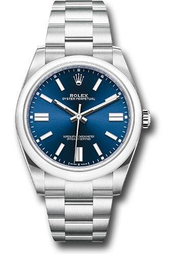 Rolex Oyster Perpetual 41 Watch – Domed Bezel – Blue Index Dial – Oyster Bracelet – 2020 Release – 124300 bluio