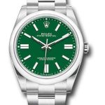 Rolex Oyster Perpetual 41 Watch – Domed Bezel – Green Index Dial – Oyster Bracelet – 2020 Release – 124300 greio
