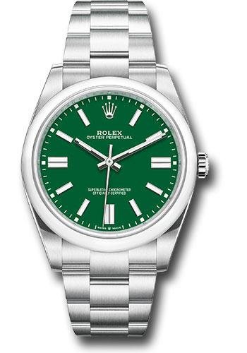 Rolex Oyster Perpetual 41 Watch – Domed Bezel – Green Index Dial – Oyster Bracelet – 2020 Release – 124300 greio