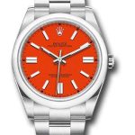 Rolex Oyster Perpetual 41 Watch – Domed Bezel – Coral Red Index Dial – Oyster Bracelet – 2020 Release – 124300