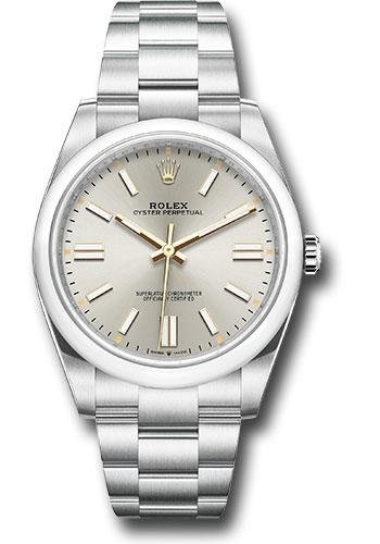 Rolex Oyster Perpetual 41 Watch – Domed Bezel – Silver Index Dial – Oyster Bracelet – 2020 Release – 124300