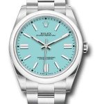 Rolex Oyster Perpetual 41 Watch – Domed Bezel – Turquoise Blue Index Dial – Oyster Bracelet – 2020 Release – 124300