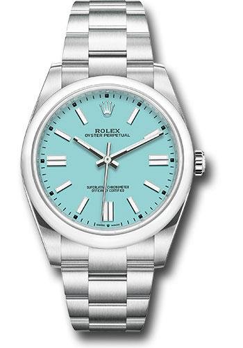 Rolex Oyster Perpetual 41 Watch – Domed Bezel – Turquoise Blue Index Dial – Oyster Bracelet – 2020 Release – 124300