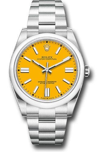 Rolex Oyster Perpetual 41 Watch – Domed Bezel – Yellow Index Dial – Oyster Bracelet – 2020 Release – 124300