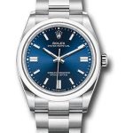 Rolex Oyster Perpetual 36 Watch – Domed Bezel – Blue Index Dial – Oyster Bracelet – 2020 Release – 126000 bluio