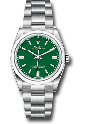 Rolex Oyster Perpetual 36 Watch – Domed Bezel – Green Index Dial – Oyster Bracelet – 2020 Release – 126000 greio