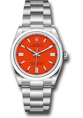 Rolex Oyster Perpetual 36 Watch – Domed Bezel – Coral Red Index Dial – Oyster Bracelet – 2020 Release – 126000