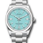 Rolex Oyster Perpetual 36 Watch – Domed Bezel – Turquoise Blue Index Dial – Oyster Bracelet – 2020 Release – 126000