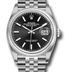 Rolex Steel Datejust 36 Watch – Domed Bezel – Black Index Dial – Jubilee Bracelet – 2019 Release – 126200