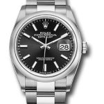 Rolex Steel Datejust 36 Watch – Domed Bezel – Black Index Dial – Oyster Bracelet – 2019 Release – 126200