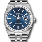 Rolex Steel Datejust 36 Watch – Domed Bezel – Blue Index Dial – Jubilee Bracelet – 2019 Release – 126200