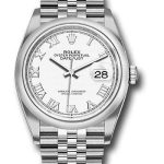 Rolex Steel Datejust 36 Watch – Domed Bezel – White Roman Dial – Jubilee Bracelet – 2019 Release – 126200