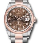 Rolex Steel and Everose Rolesor Datejust 36 Watch – Domed Bezel – Chocolate Jubilee Diamond Dial – Oyster Bracelet – 126201 chojdo