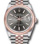 Rolex Steel and Everose Rolesor Datejust 36 Watch – Domed Bezel – Dark Rhodium Index Dial – Jubilee Bracelet – 126201 dkrij