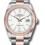 Rolex Steel and Everose Rolesor Datejust 36 Watch – Domed Bezel – White Index Dial – Oyster Bracelet – 126201