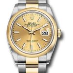 Rolex Steel and Yellow Gold Rolesor Datejust 36 Watch – Domed Bezel – Champagne Index Dial – Oyster Bracelet – 126203