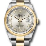 Rolex Steel and Yellow Gold Rolesor Datejust 36 Watch – Domed Bezel – Silver Roman Dial – Oyster Bracelet – 126203 sdr69o
