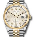Rolex Steel and Yellow Gold Rolesor Datejust 36 Watch – Domed Bezel – Silver Jubilee Diamond Dial – Jubilee Bracelet – 126203