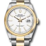 Rolex Steel and Yellow Gold Rolesor Datejust 36 Watch – Domed Bezel – White Index Dial – Oyster Bracelet – 126203