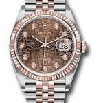 Rolex Steel and Everose Rolesor Datejust 36 Watch – Fluted Bezel – Chocolate Jubilee Diamond Dial – Jubilee Bracelet – 126231 chojdj