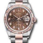 Rolex Steel and Everose Rolesor Datejust 36 Watch – Fluted Bezel – Chocolate Jubilee Diamond Dial – Oyster Bracelet – 126231 chojdo