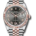 Rolex Steel and Everose Rolesor Datejust 36 Watch – Fluted Bezel – Dark Rhodium Roman Dial – Jubilee Bracelet – 126231 dkrdr69j