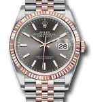 Rolex Steel and Everose Rolesor Datejust 36 Watch – Fluted Bezel – Dark Rhodium Index Dial – Jubilee Bracelet – 126231 dkrij