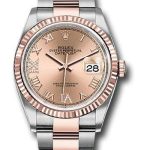 Rolex Steel and Everose Rolesor Datejust 36 Watch – Fluted Bezel – Rose Roman Dial – Oyster Bracelet – 126231 rdr69o