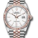 Rolex Steel and Everose Rolesor Datejust 36 Watch – Fluted Bezel – White Index Dial – Jubilee Bracelet – 126231
