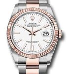 Rolex Steel and Everose Rolesor Datejust 36 Watch – Fluted Bezel – White Index Dial – Oyster Bracelet – 126231