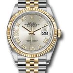 Rolex Steel and Yellow Gold Rolesor Datejust 36 Watch – Fluted Bezel – Silver Roman Dial – Jubilee Bracelet – 126233 sdr69j