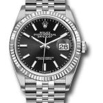 Rolex Steel Datejust 36 Watch – Fluted Bezel – Black Index Dial – Jubilee Bracelet – 2019 Release – 126234