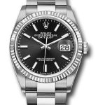 Rolex Steel Datejust 36 Watch – Fluted Bezel – Black Index Dial – Oyster Bracelet – 2019 Release – 126234